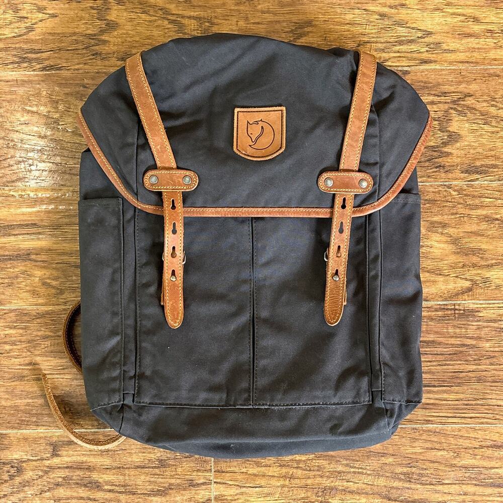 Fjallraven Rucksack No. 21 G-1000 Black Tan Leather Backpack